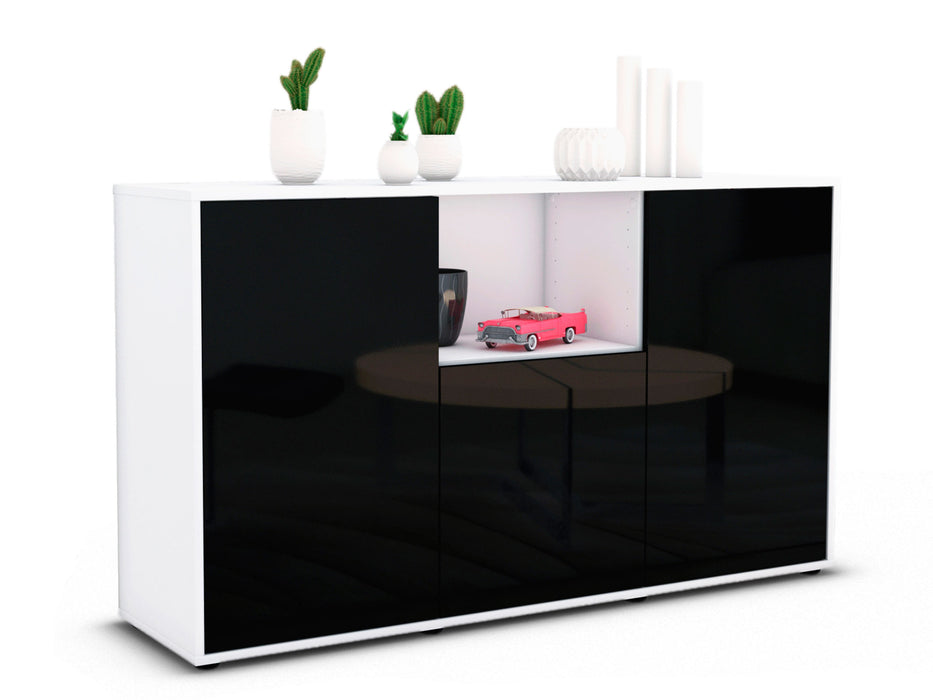 Stil Zeit Möbel Sideboard Demetria, Schwarz (136x79x35cm)