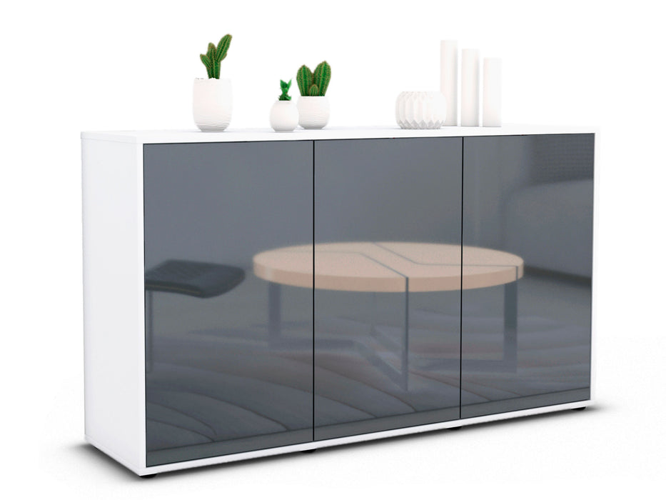 Stil Zeit Möbel Sideboard Delia, Grau (136x79x35cm) Räumungsverkauf