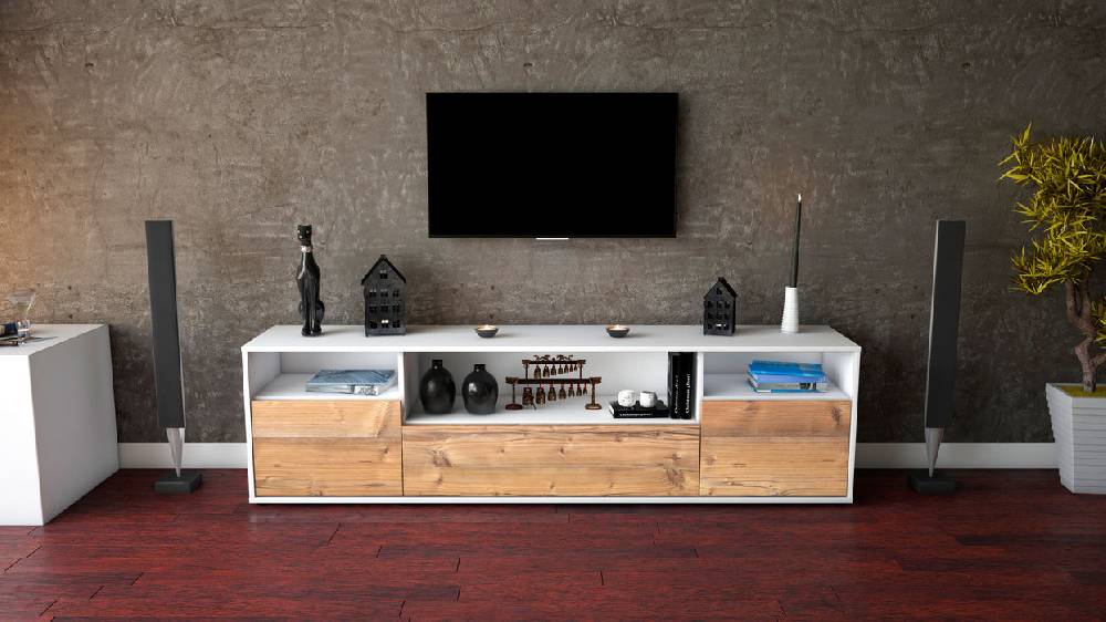 Stil Zeit Möbel Lowboard Bionda, Pinie (180x49x35cm) Sonderangebote