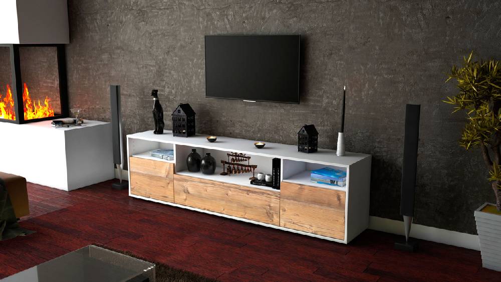 Stil Zeit Möbel Lowboard Bionda, Pinie (180x49x35cm) Sonderangebote