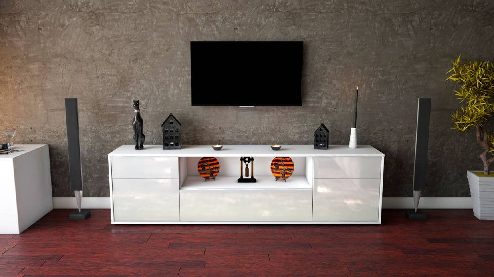Stil Zeit Möbel Lowboard Biggi, Weiß (180x49x35cm) VIP-Rabatte
