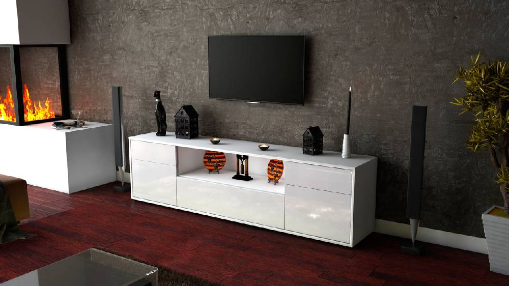 Stil Zeit Möbel Lowboard Biggi, Weiß (180x49x35cm) VIP-Rabatte