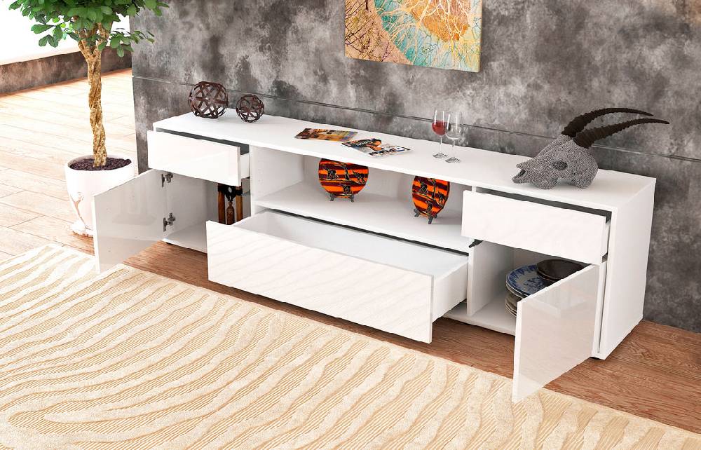Stil Zeit Möbel Lowboard Biggi, Weiß (180x49x35cm) VIP-Rabatte