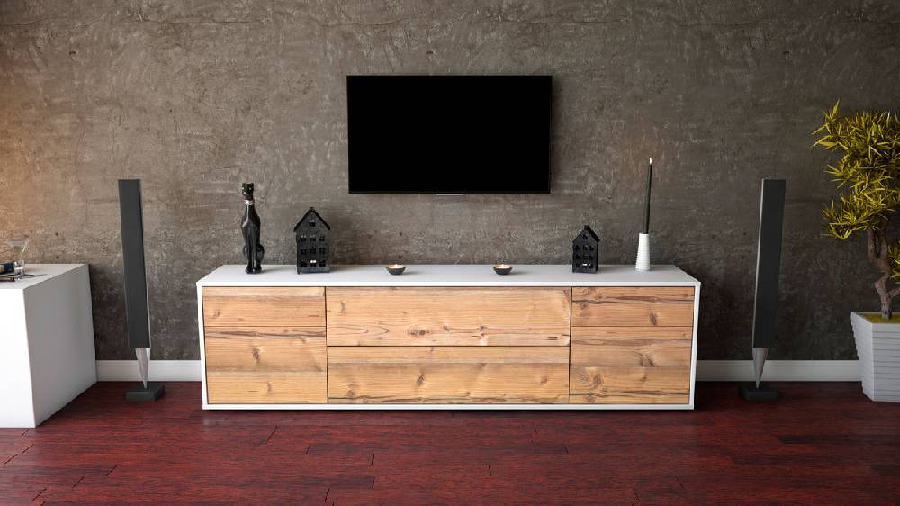 Stil Zeit Möbel Lowboard Bibiane, Pinie (180x49x35cm) Tiefpreis