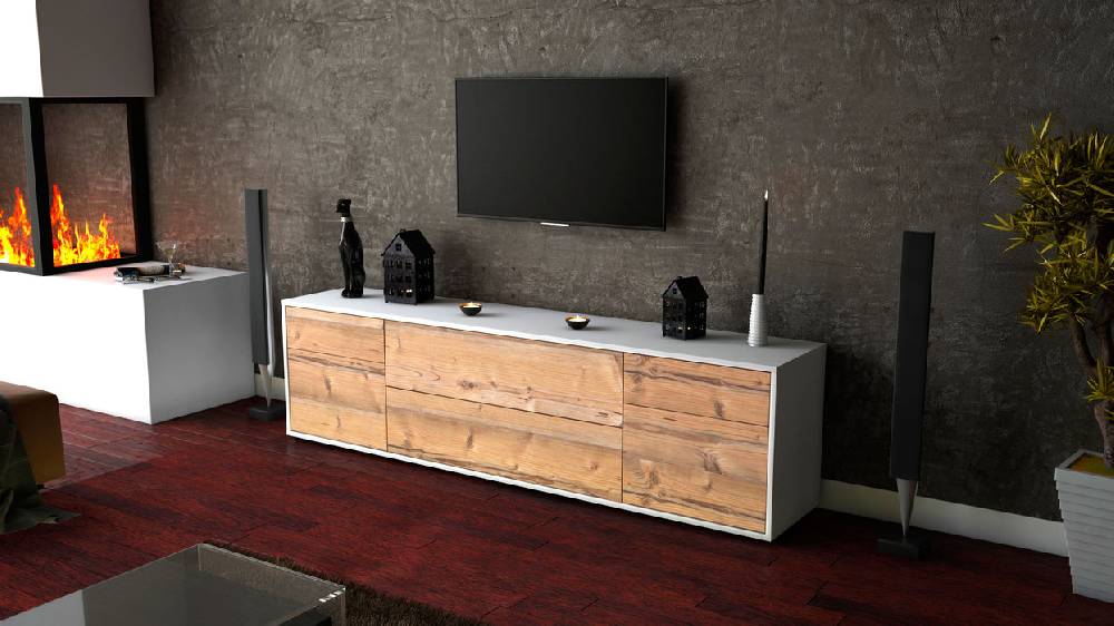 Stil Zeit Möbel Lowboard Bibiane, Pinie (180x49x35cm) Tiefpreis