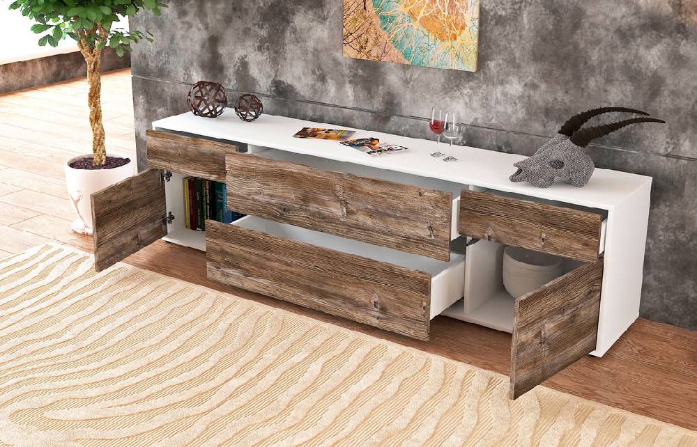 Stil Zeit Möbel Lowboard Bibiane, Pinie (180x49x35cm) Tiefpreis