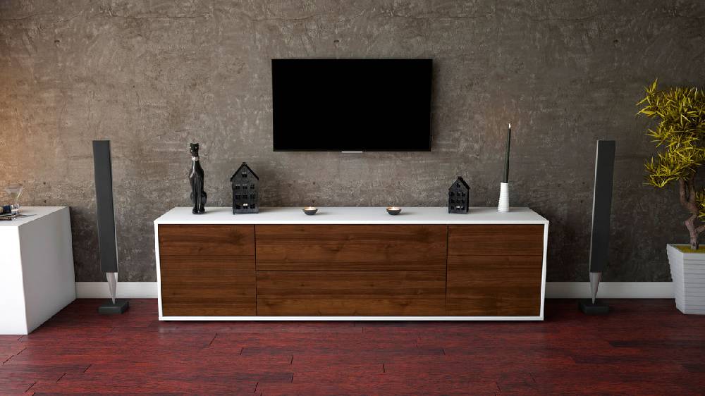 Stil Zeit Möbel Lowboard Bibiane, Walnuss (180x49x35cm) Super Sparpreis
