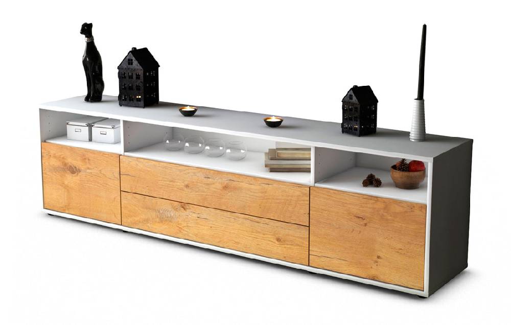 Stil Zeit Möbel Lowboard Biancaneve, Eiche (180x49x35cm)