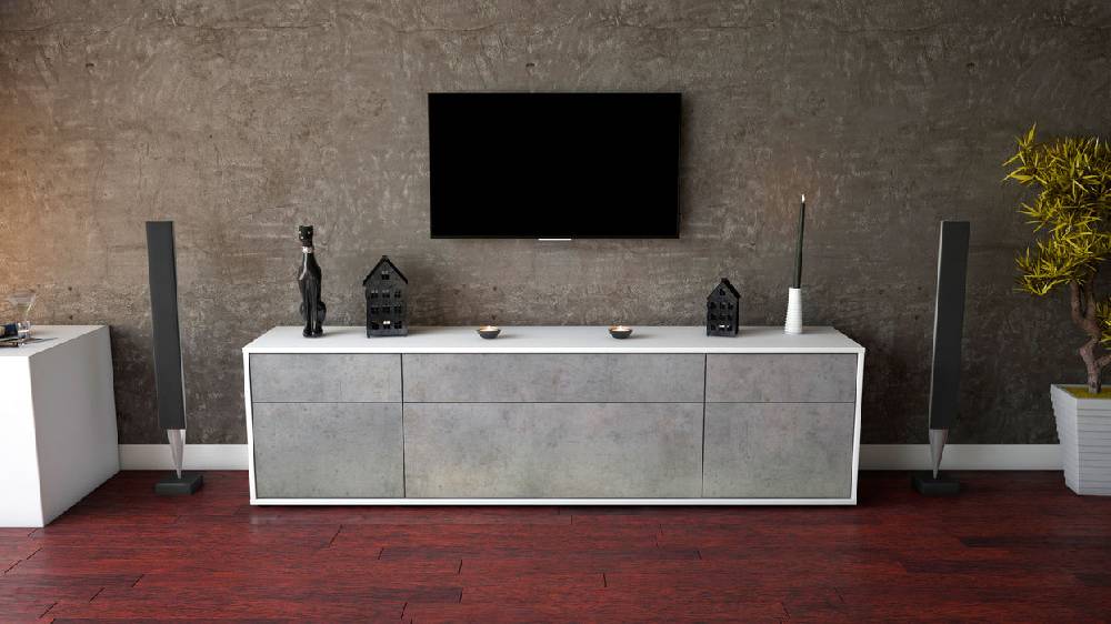 Stil Zeit Möbel Lowboard Beppa, Beton (180x49x35cm) Letzte 3 Tage