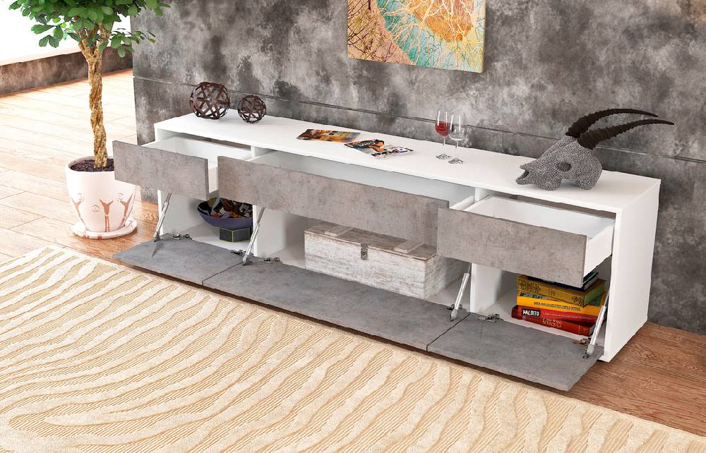Stil Zeit Möbel Lowboard Beppa, Beton (180x49x35cm) Letzte 3 Tage