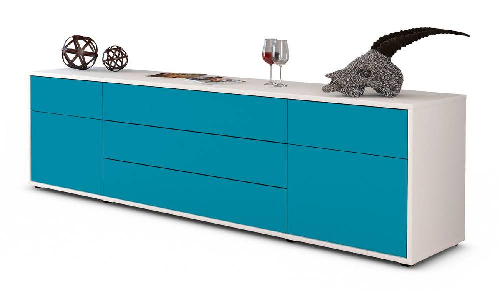 Stil Zeit Möbel Lowboard Benita, Türkis (180x49x35cm)