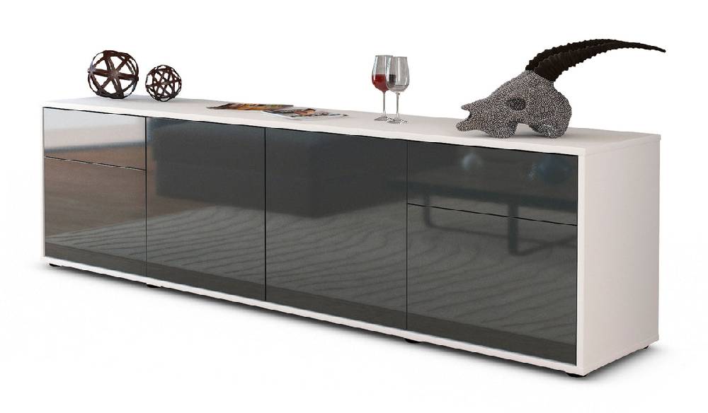 Stil Zeit Möbel Lowboard Benedetta, Grau (180x49x35cm)