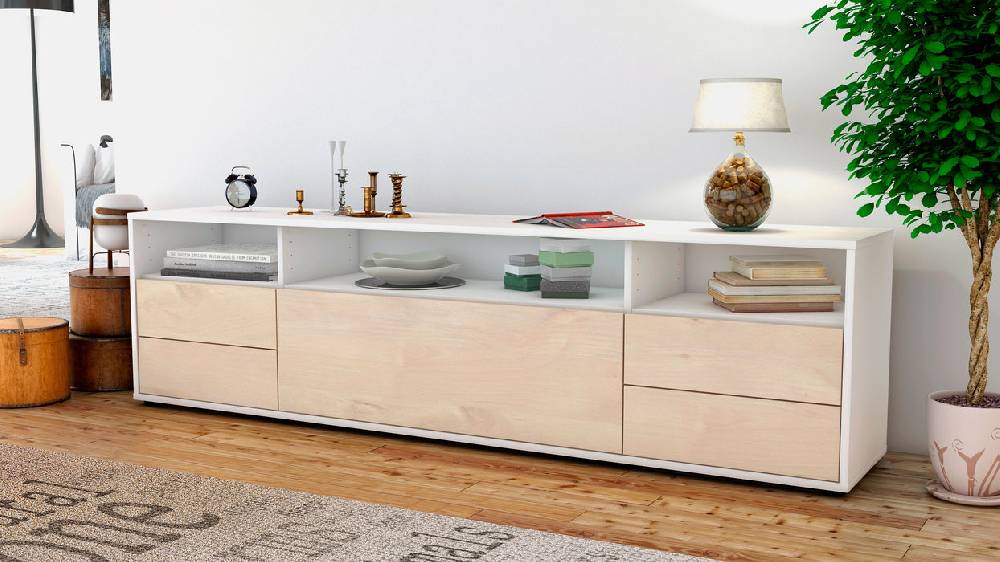 Stil Zeit Möbel Lowboard Bella, Zeder (180x49x35cm) Bis zu 50% Rabatt