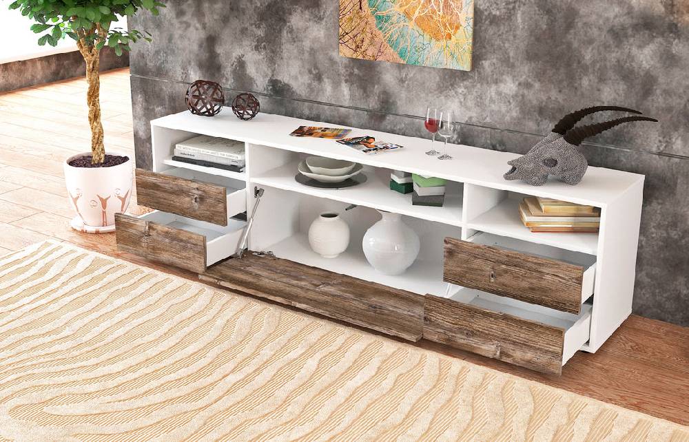 Stil Zeit Möbel Lowboard Bella, Zeder (180x49x35cm) Bis zu 50% Rabatt