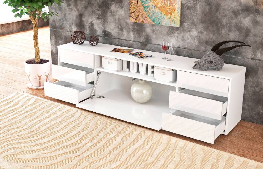 Stil Zeit Möbel Lowboard Beatrice, Weiß (180x49x35cm) Bis zu 60% Rabatt