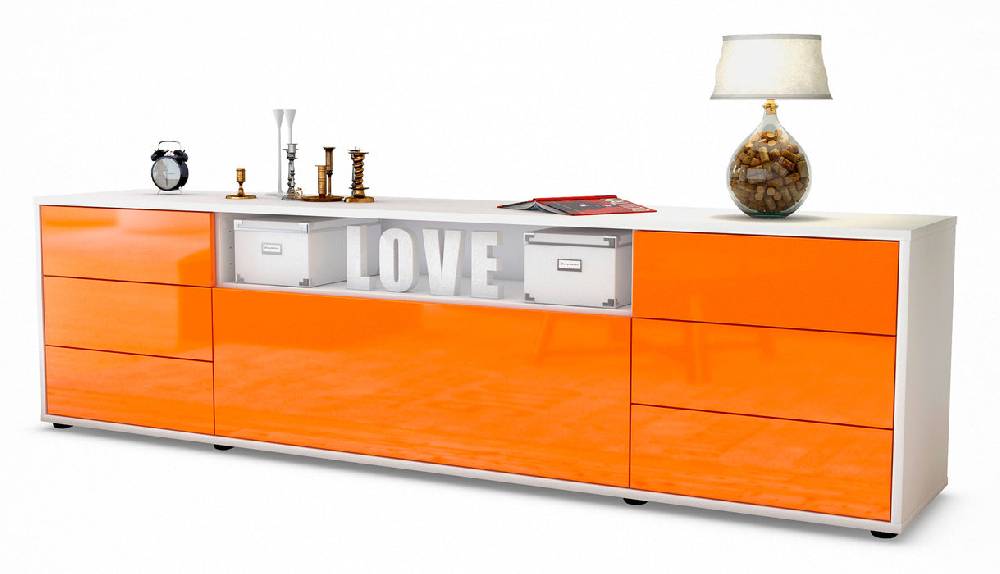 Stil Zeit Möbel Lowboard Beatrice, Orange (180x49x35cm)