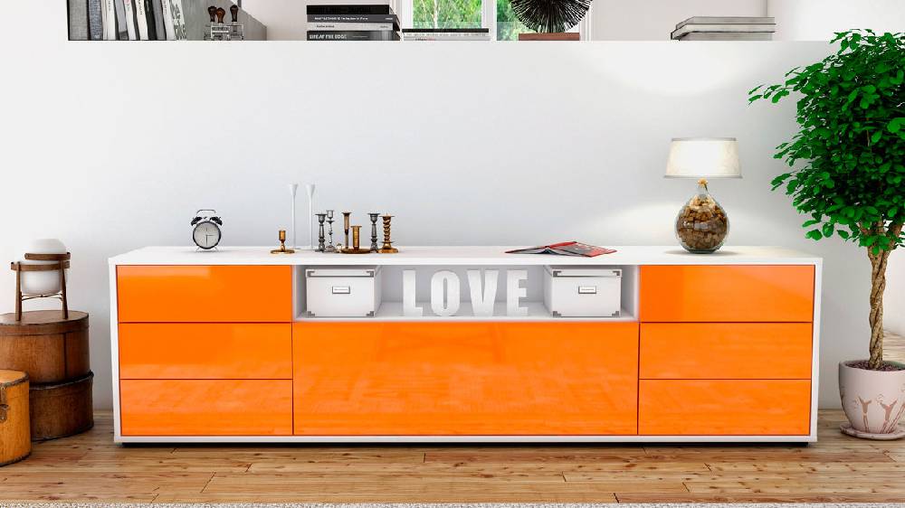 Stil Zeit Möbel Lowboard Beatrice, Orange (180x49x35cm) Bis zu 65% Rabatt