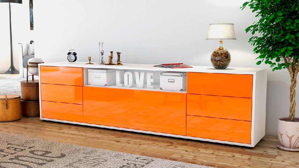 Stil Zeit Möbel Lowboard Beatrice, Orange (180x49x35cm) Bis zu 65% Rabatt