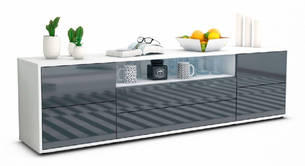 Stil Zeit Möbel Lowboard Aurora, Grau (180x49x35cm) Sonderangebot der Fabrik