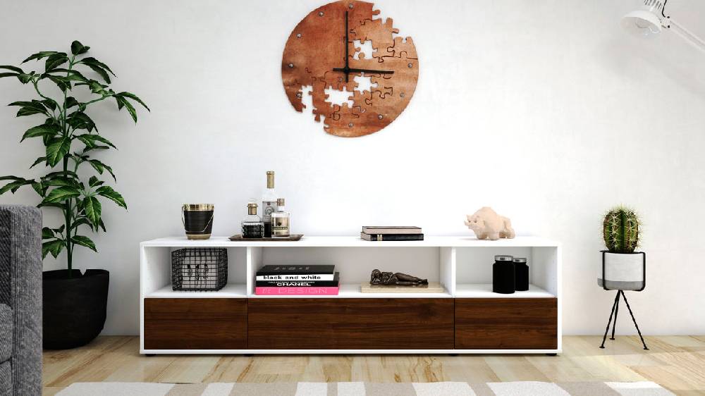 Stil Zeit Möbel Lowboard Aurelia, Walnuss (180x49x35cm) Vierteljährliche Förderung