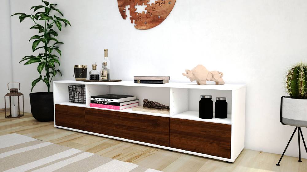 Stil Zeit Möbel Lowboard Aurelia, Walnuss (180x49x35cm) Vierteljährliche Förderung