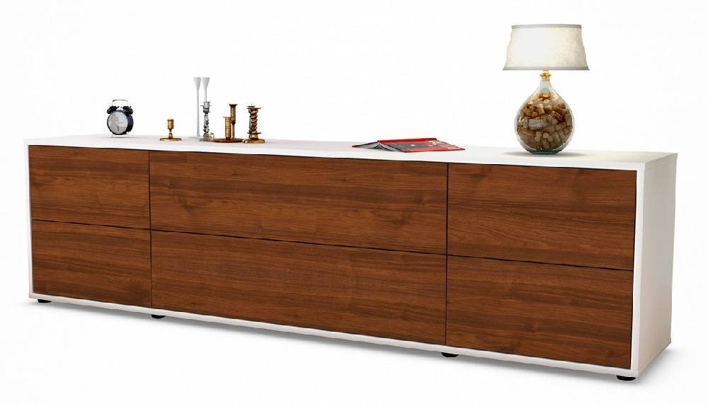 Stil Zeit Möbel Lowboard Assunta, Walnuss (180x49x35cm)