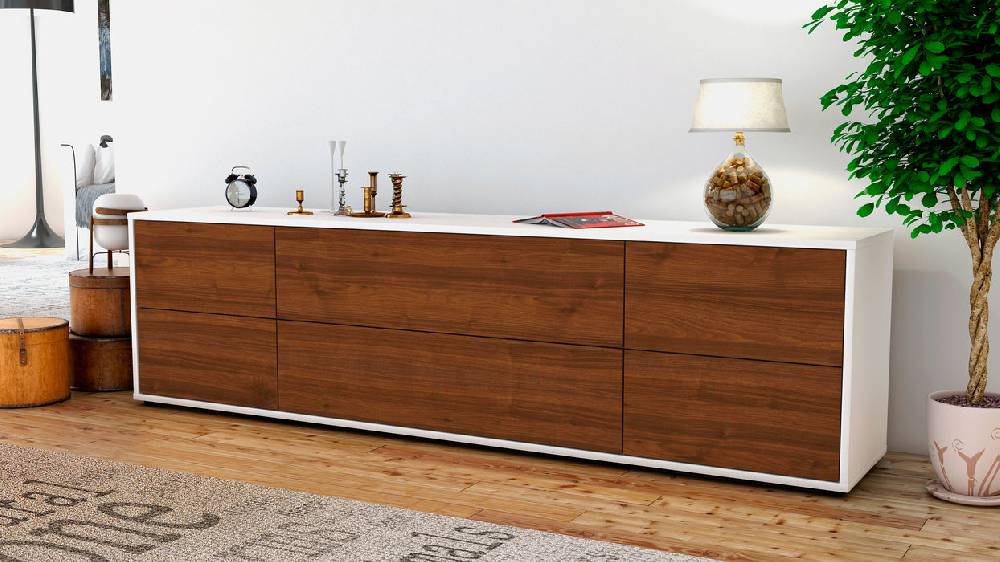 Stil Zeit Möbel Lowboard Assunta, Walnuss (180x49x35cm) Super Rabatt
