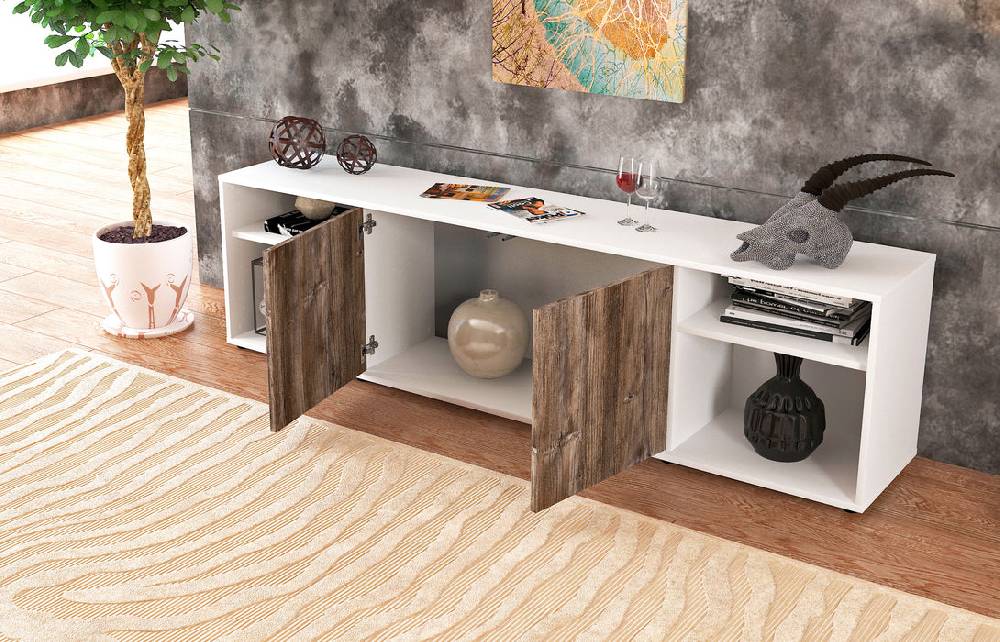 Stil Zeit Möbel Lowboard Asimo, Eiche (180x49x35cm) Riesige Rabatte