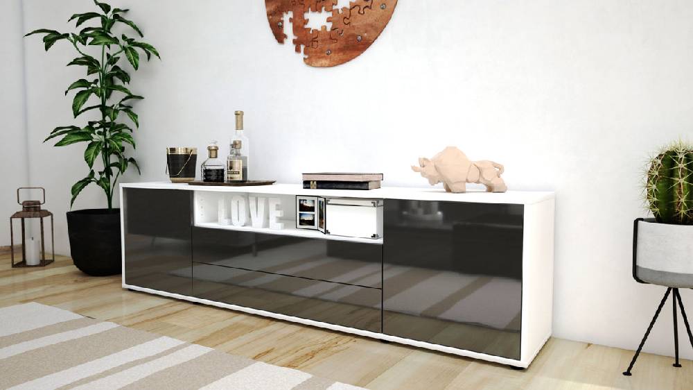 Stil Zeit Möbel Lowboard Armanda, Grau (180x49x35cm) Clearance-Verkauf