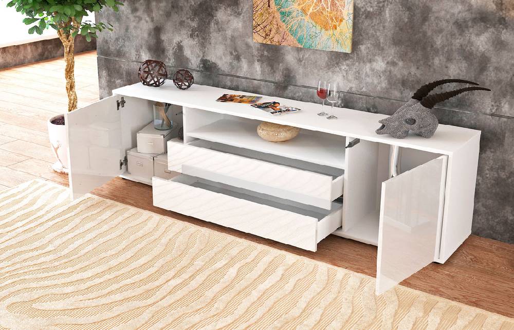 Stil Zeit Möbel Lowboard Armanda, Grau (180x49x35cm) Clearance-Verkauf