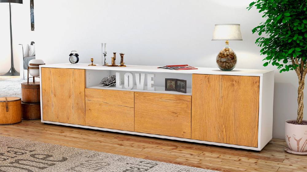 Stil Zeit Möbel Lowboard Arianna, Eiche (180x49x35cm) Fabrikladen