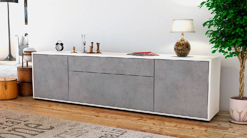 Stil Zeit Möbel Lowboard Aria, Beton (180x49x35cm) Black Friday Preise