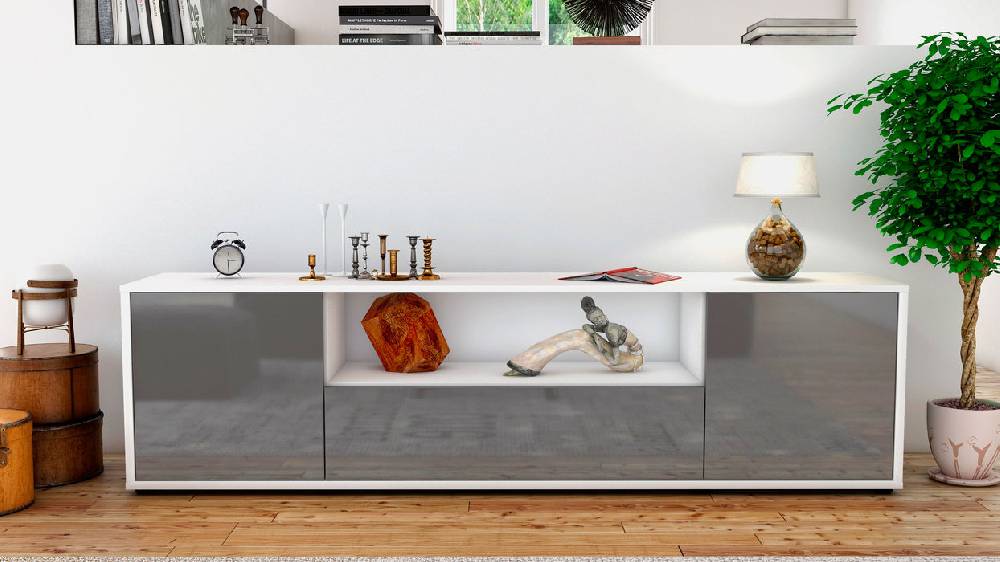 Stil Zeit Möbel Lowboard Arbnora, Grau (180x49x35cm) Im Verkauf