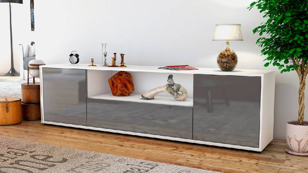 Stil Zeit Möbel Lowboard Arbnora, Grau (180x49x35cm) Im Verkauf
