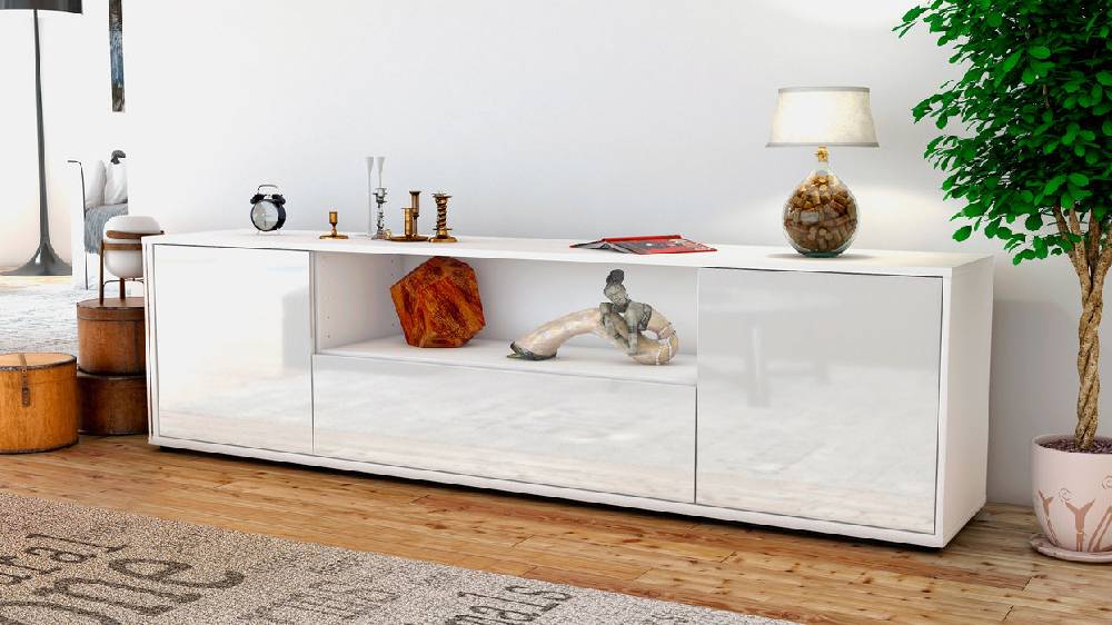 Stil Zeit Möbel Lowboard Arbnora, Weiß (180x49x35cm) zollfrei