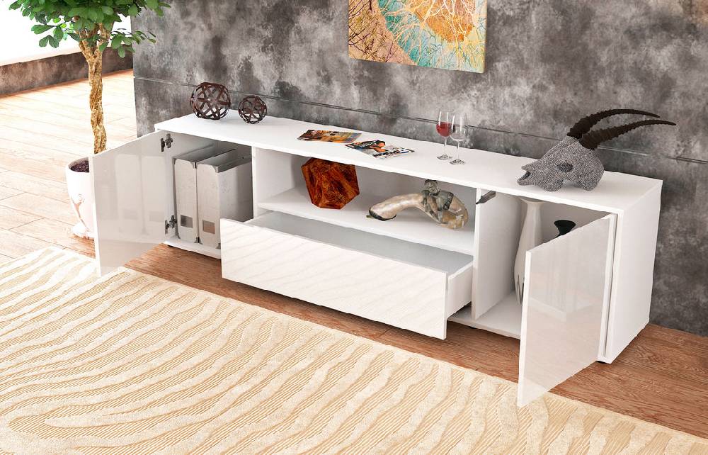 Stil Zeit Möbel Lowboard Arbnora, Weiß (180x49x35cm) zollfrei