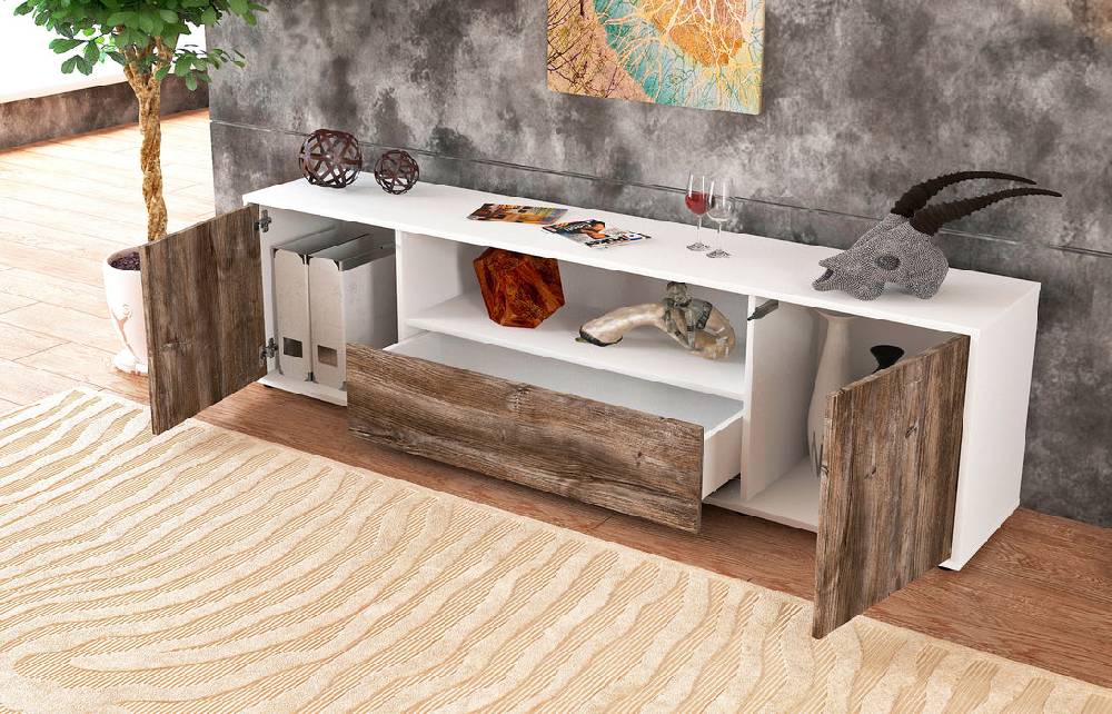 Stil Zeit Möbel Lowboard Arbnora, Eiche (180x49x35cm) 50% Rabatt für begrenzte Zeit