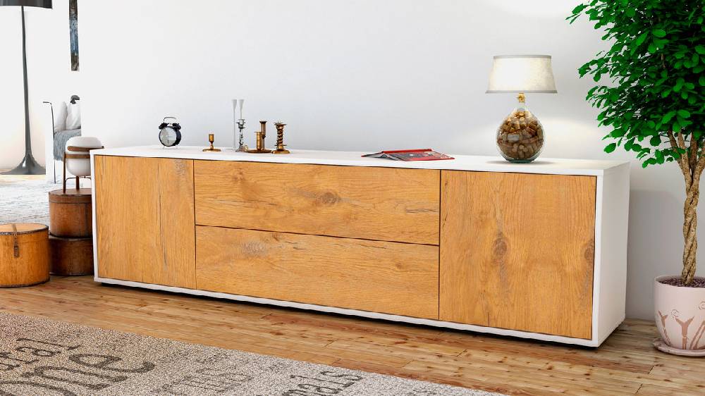 Stil Zeit Möbel Lowboard Aquilina, Eiche (180x49x35cm) Online