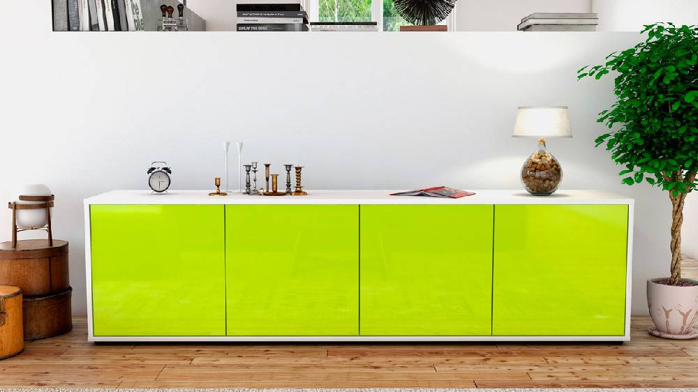 Stil Zeit Möbel Lowboard Antonia, Grün (180x49x35cm) Outlet