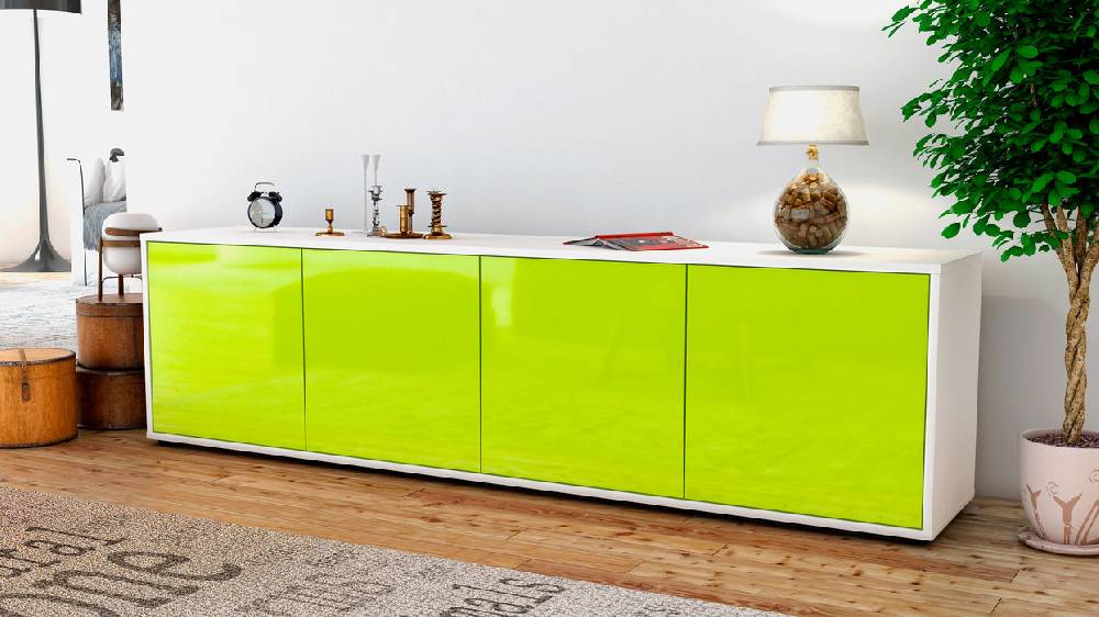 Stil Zeit Möbel Lowboard Antonia, Grün (180x49x35cm) Outlet