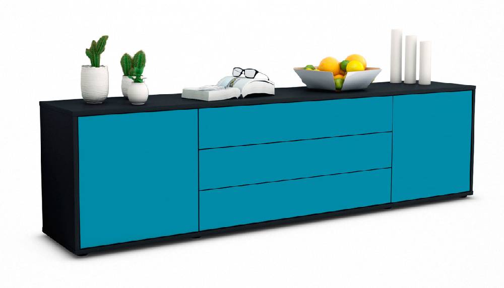 Stil Zeit Möbel Lowboard Ariella, Türkis (180x49x35cm) Fabrikverkauf