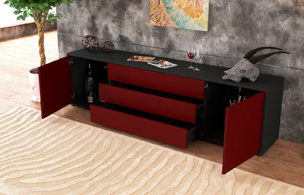 Stil Zeit Möbel Lowboard Ariella, Türkis (180x49x35cm) Fabrikverkauf