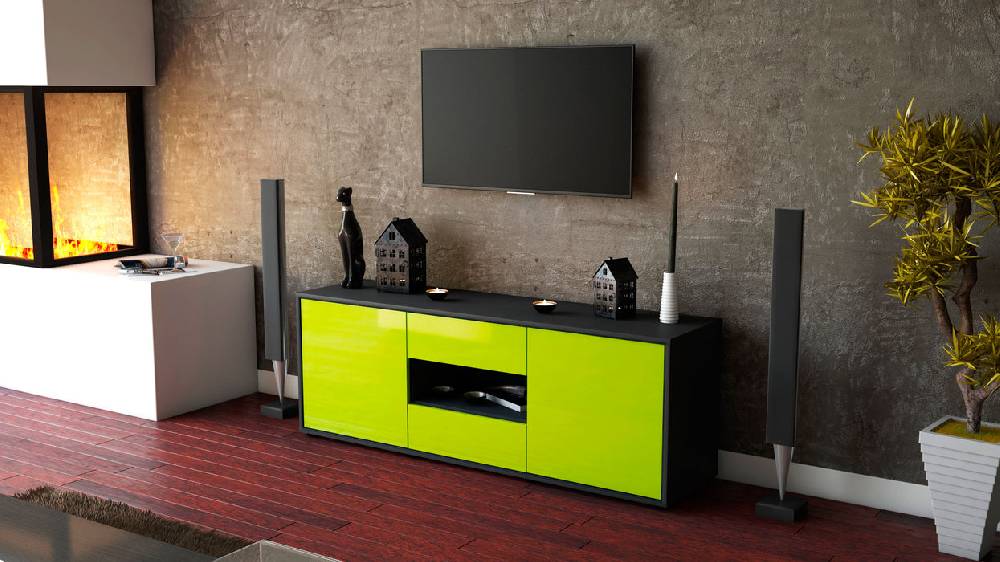 Stil Zeit Möbel Lowboard Antonella, Grün (136x49x35cm) Kostenloser Versand