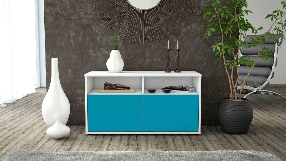 Stil Zeit Möbel Lowboard Alegra, Türkis (92x49x35cm) Limitierter Zeitrabatt