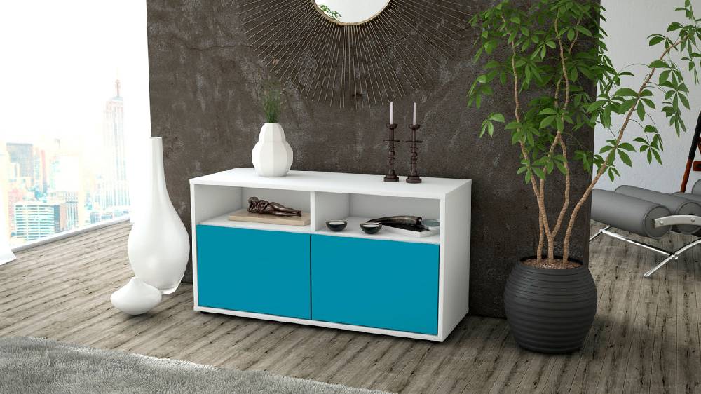 Stil Zeit Möbel Lowboard Alegra, Türkis (92x49x35cm) Limitierter Zeitrabatt