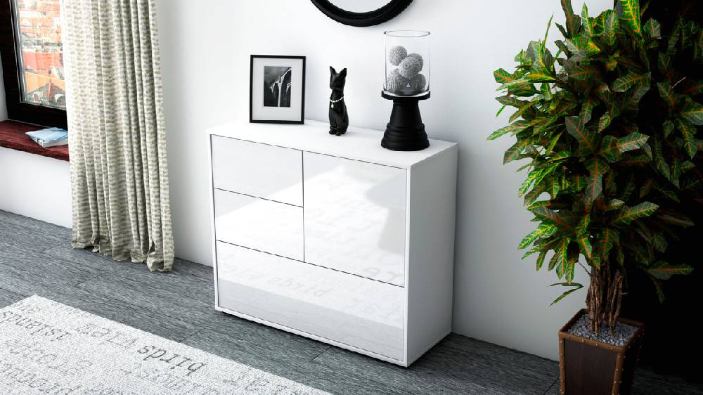 Stil Zeit Möbel Sideboard Deanna, Weiß (92x79x35cm) Fabrik Onlineshop