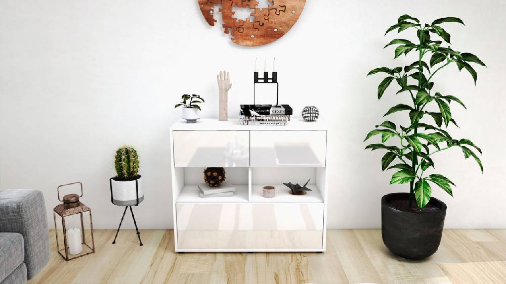 Stil Zeit Möbel Sideboard Cosima, Weiß (92x79x35cm) Fabrikpreis