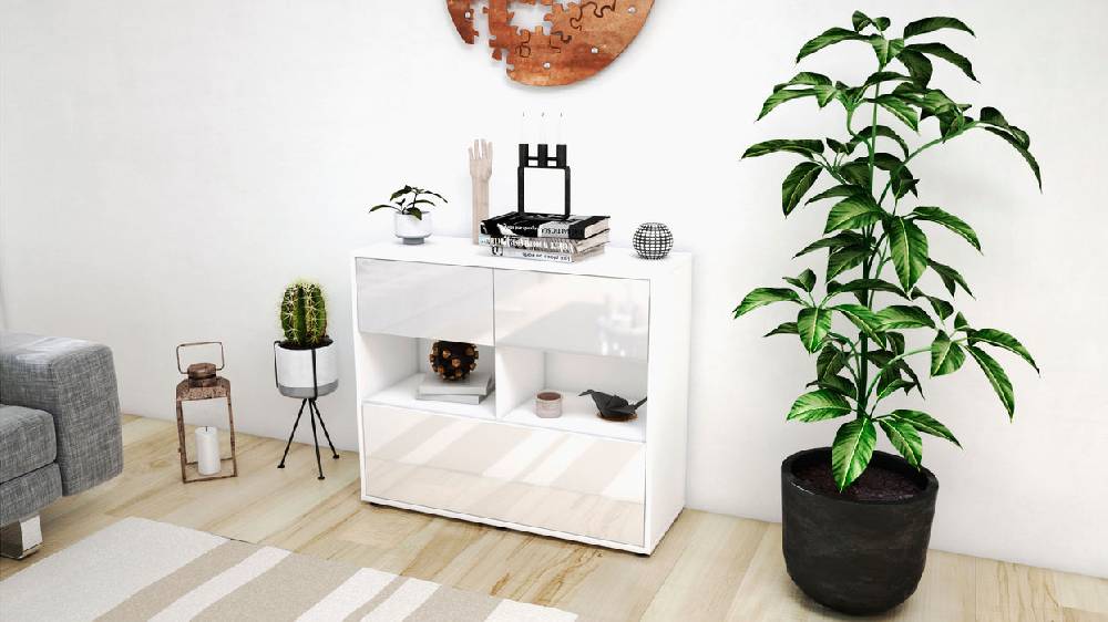 Stil Zeit Möbel Sideboard Cosima, Weiß (92x79x35cm) Fabrikpreis