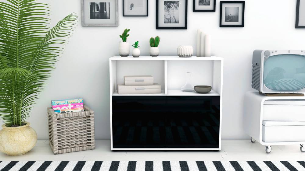 Stil Zeit Möbel Sideboard Christine, Schwarz (92x79x35cm) Günstig kaufen