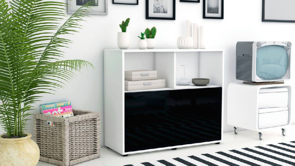 Stil Zeit Möbel Sideboard Christine, Schwarz (92x79x35cm) Günstig kaufen